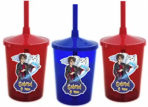 Copo Com Canudo Harry Potter