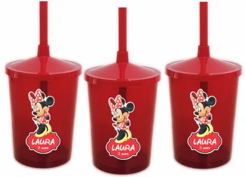 Copo com Canudo Minnie