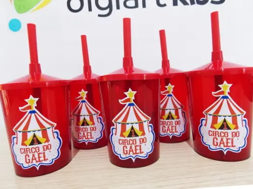 Copo com Canudo Personalizado Circo