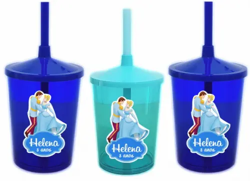 Copo com Canudo Shake Cinderela