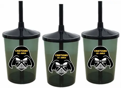 Copo Com Canudo Shake Darth Vader