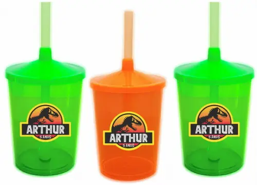 Copo com Canudo Shake Jurassic Park