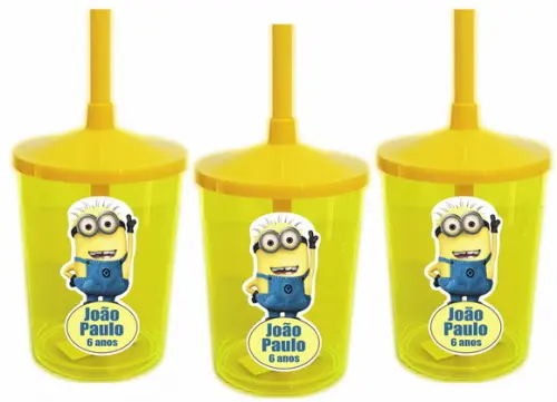 Copo com Canudo Shake Minions