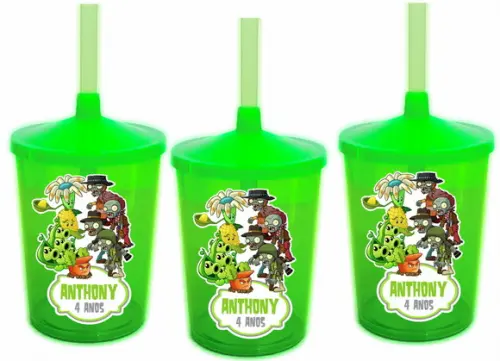 Copo Com Canudo Shake Plants Vs Zumbis