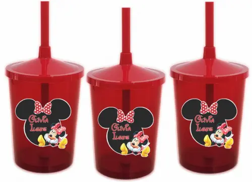 Copo com Canudo Shake Minnie