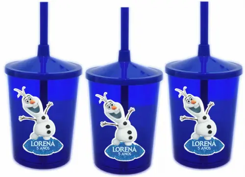 Copo com Canudo Shake Olaf Frozen