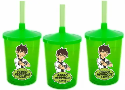 Copo com Canudo Shake Twister Ben10