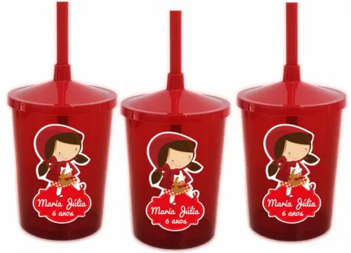 Copo com Canudo Shake Twister Chapeuzinho Vermelho