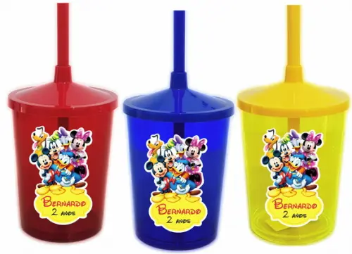 Copo Com Canudo Shake Twister Casa Do Mickey
