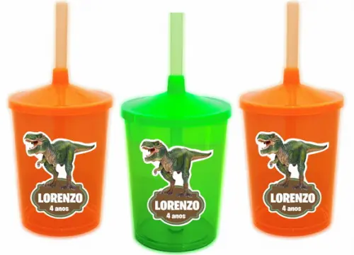 Copo Com Canudo Shake Twister Dinossauros