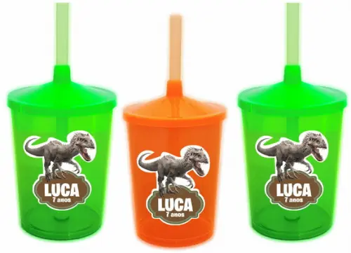 Copo com Canudo Shake Twister Dinossauros