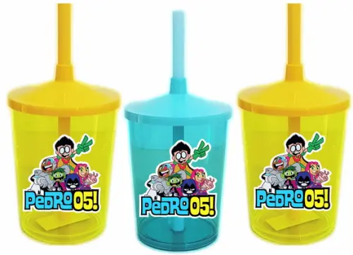 Copo Com Canudo Shake Twister Jovens Titãs
