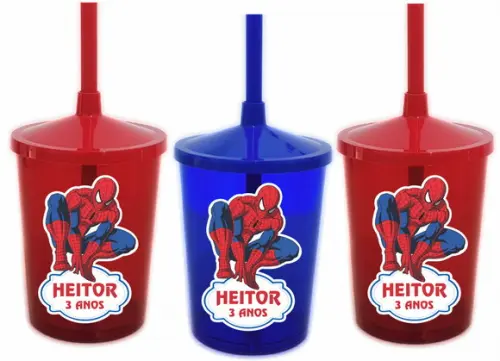 Copo com Canudo Shake Twister Homem Aranha