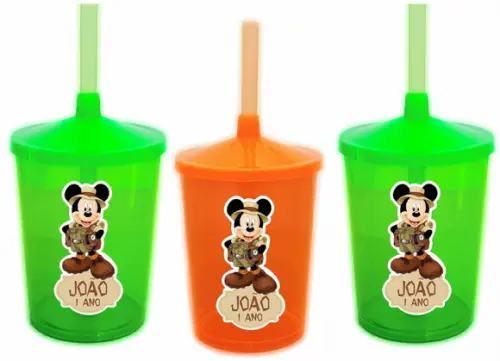 Copo com Canudo Shake Twister Mickey Safari