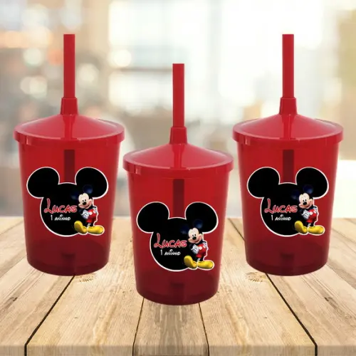 Copo com Canudo Shake Twister Mickey