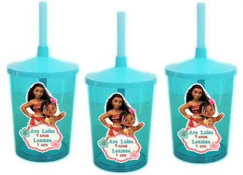 Copo com Canudo Shake Twister Moana