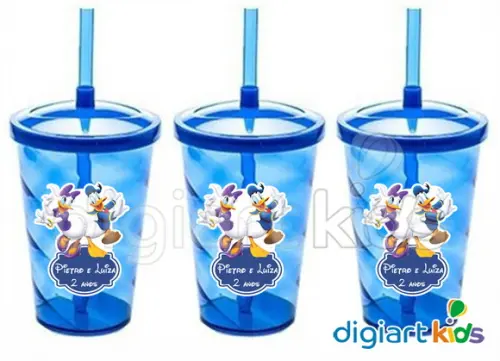 Copo com Canudo Shake Twister Pato Donald e Margarida
