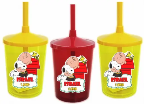 Copo com Canudo Shake Twister Snoopy