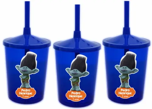 Copo com Canudo Shake Twister Trolls