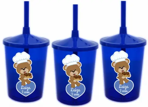 Copo com Canudo Shake Twister Ursinha Confeiteira