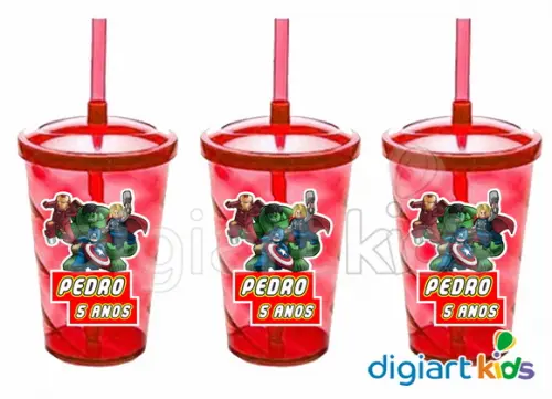 Copo com Canudo Shake Twister Vingadores