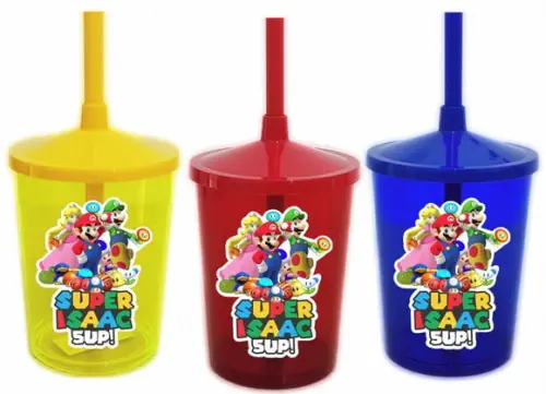 Copo Com Canudo Super Mario E Sua Turma
