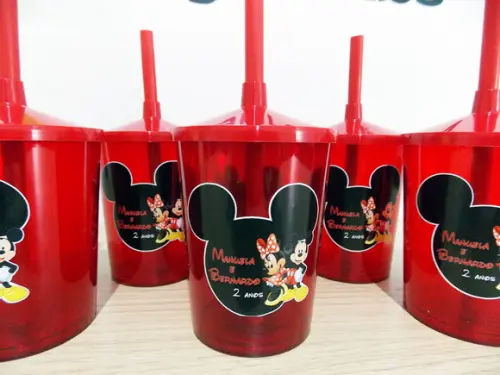 Copo Mini Shake Personalizado Mickey e Minnie