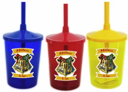 Copo Shake com Canudo Harry Potter