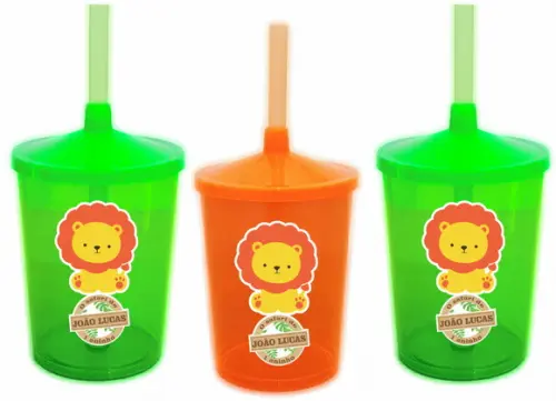 Copo Shake com Canudo Floresta Leãozinho
