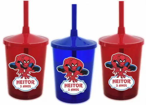 Copo Shake com Canudo Homem Aranha