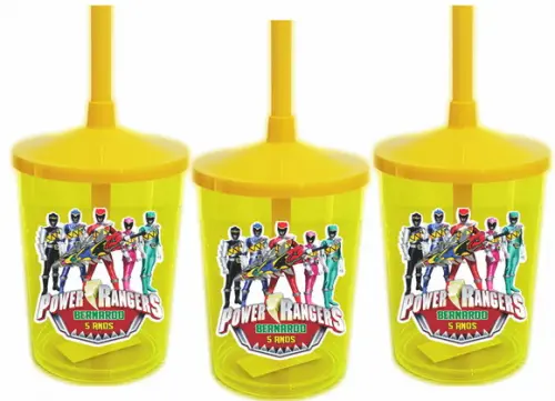 Copo Shake com Canudo Power Rangers