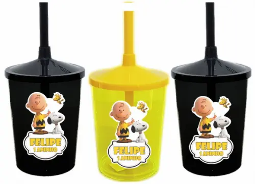 Copo Shake com Canudo Snoopy