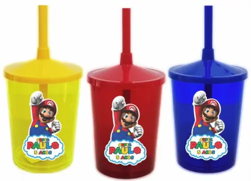 Copo Shake com Canudo Super Mario
