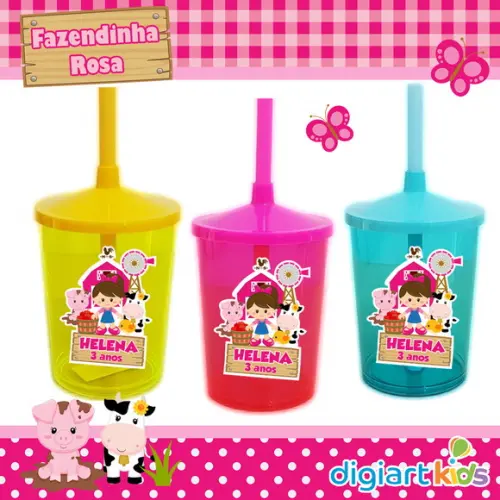 Copo Shake Twister Fazendinha Rosa