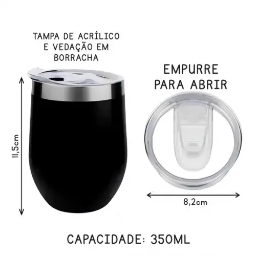 Copo Térmico 350ml com Tampa de Acrílico Personalizado