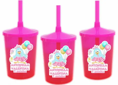Copo Twister Shake Galinha Pintadinha Candy Colors