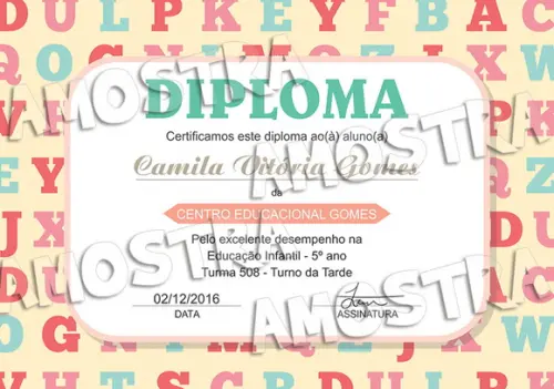Diploma Certificado Infantil Pequeno A5