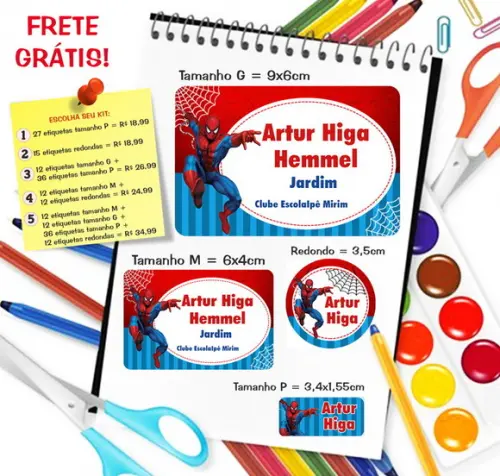 Etiqueta Escolar Homem Aranha Nª 4