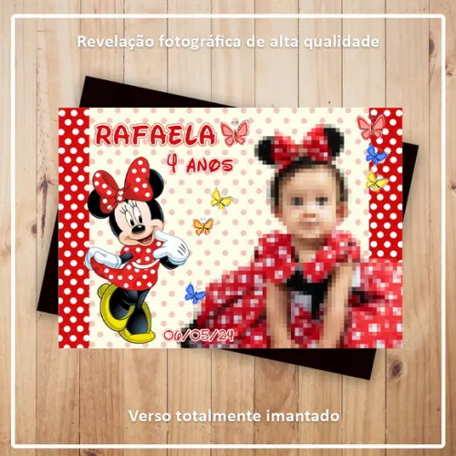 Imã de Geladeira 10x7 Minnie Vermelha
