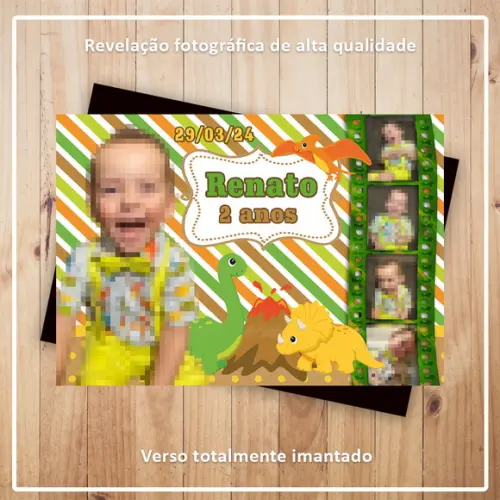Imã de Geladeira 9x6cm Dinossauro Baby com Fotos