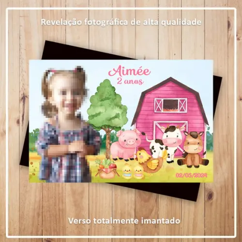 Imã de Geladeira Fazendinha Rosa Aquarela