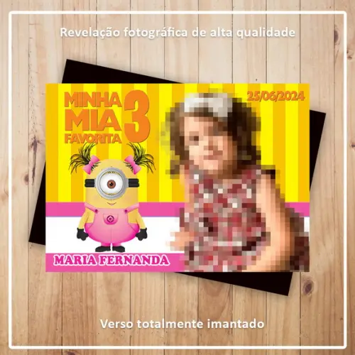 Imã de Geladeira Minions Rosa
