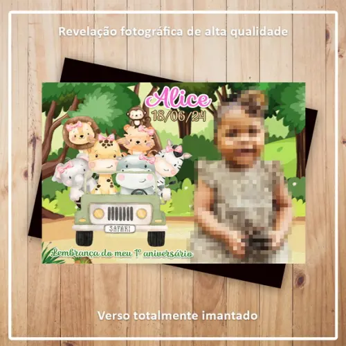 Imã de Geladeira Safari Aquarela Menina