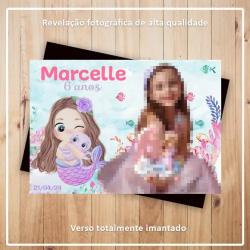 Imã de Geladeira Sereia Cute Aquarela