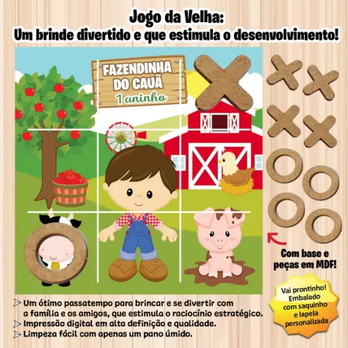 Jogo da Velha em mdf Fazendinha (pedido Personalizado)