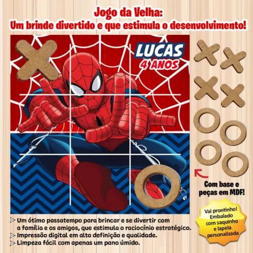 Jogo da Velha em mdf Personalizado Homem-aranha