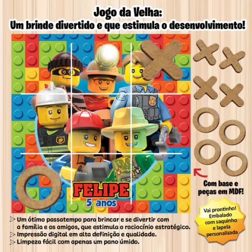 Jogo da Velha em mdf Personalizado Lego