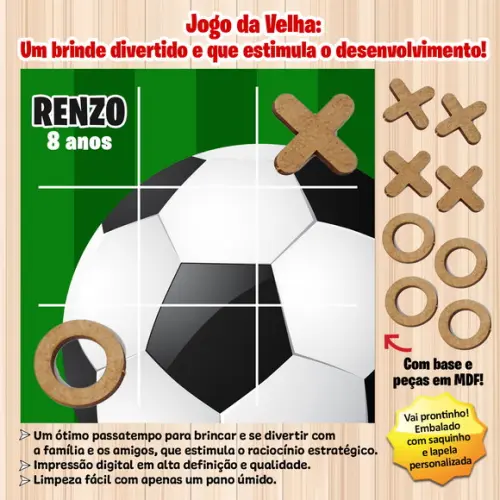 Jogo da Velha em mdf Personalizado Futebol