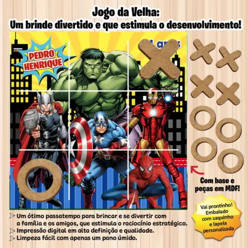 Jogo da Velha em mdf Personalizado os Vingadores