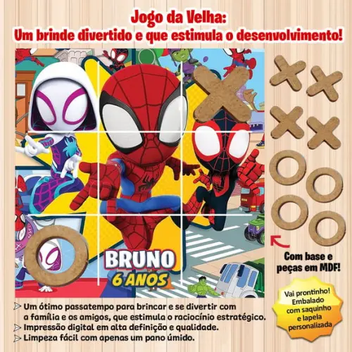 Jogo da Velha em mdf Personalizado Spidey